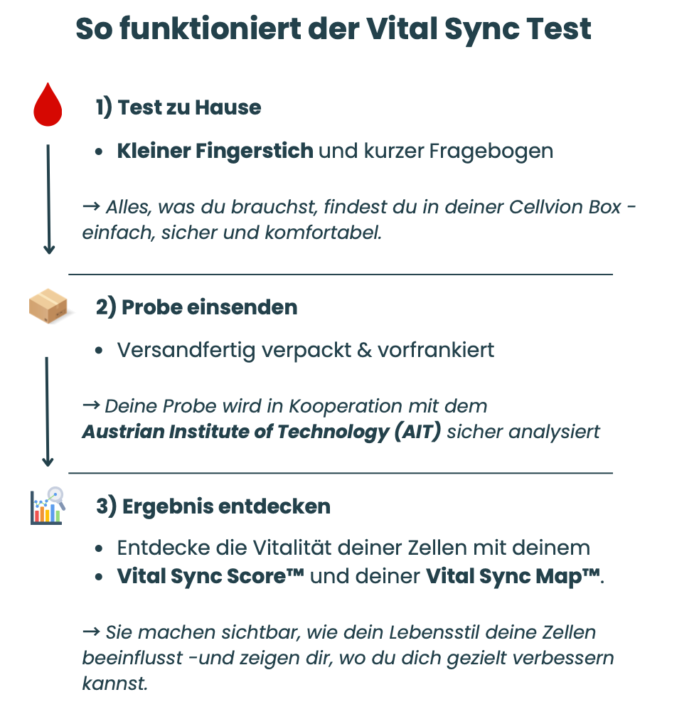 📍 Entdecke die Vitalität deiner Zellen – mit dem Vital Sync Test powered by Cellvion®